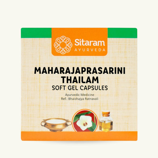 Sitaram Ayurveda, Maharaja Prasarini Thailam softgelcapsules, 100 capsules, klassiek Ayurvedisch Thailam